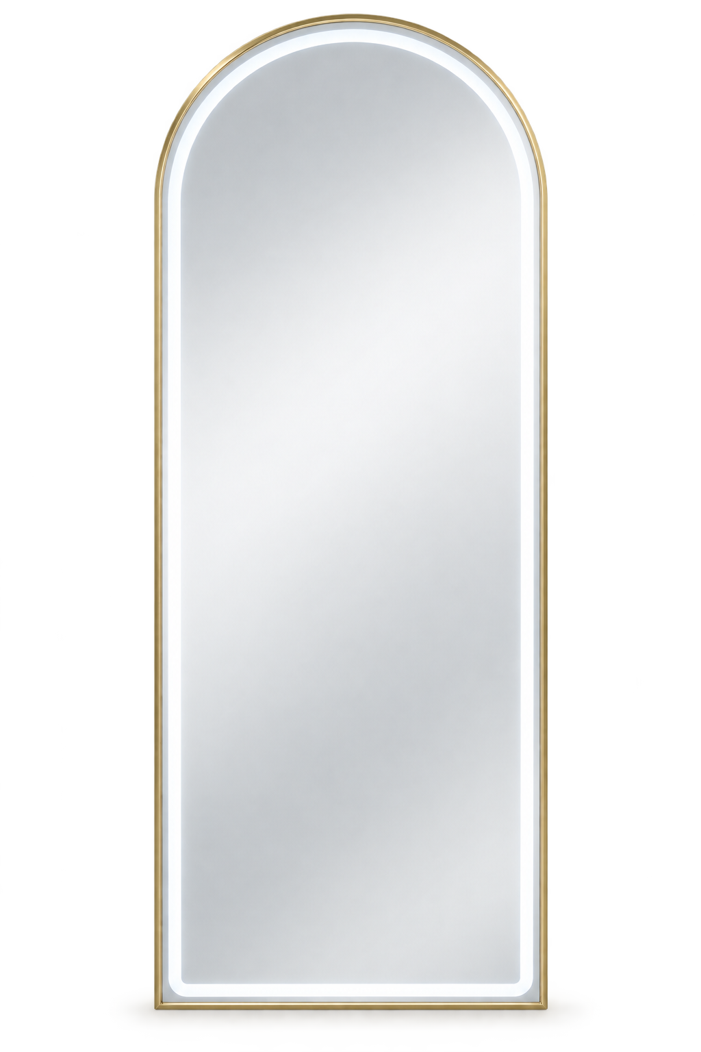 Gold Arched LED Salon Mirror – Full-Length Wall-Mounted Mirror with Illuminated Border – Luxury Styling Mirror for Barbershops, Hair Salons, Beauty Studios and Dressing Rooms