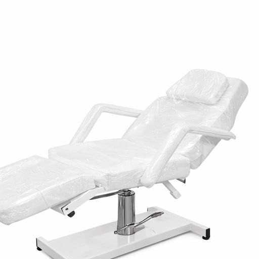 Adjustable Hydraulic Beauty Chair, Adjustable Massage Bed  Reclining Spa and Tattoo Treatment Bed with Footrest, Armrests and Heavy-Duty Base, White