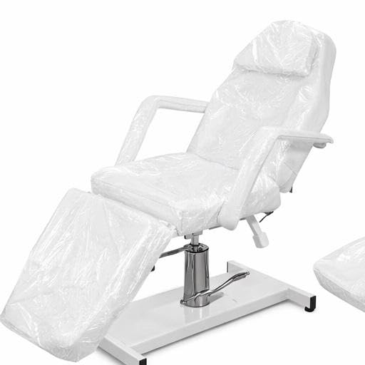 Adjustable Hydraulic Beauty Chair, Adjustable Massage Bed  Reclining Spa and Tattoo Treatment Bed with Footrest, Armrests and Heavy-Duty Base, White