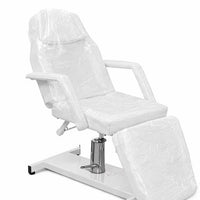 Adjustable Hydraulic Beauty Chair, Adjustable Massage Bed  Reclining Spa and Tattoo Treatment Bed with Footrest, Armrests and Heavy-Duty Base, White
