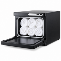 Black Hot Towel Warmer Cabinet for Barber Shops, Salons and Spas – Countertop Design with Front Controls and Drop-Down Door