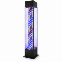 Barber Pole Light – Freestanding Illuminated Spiral Display Tower with Black Frame – Modern Barbershop and Hair Salon Entrance Sign 210 cm Extra-Tall LED