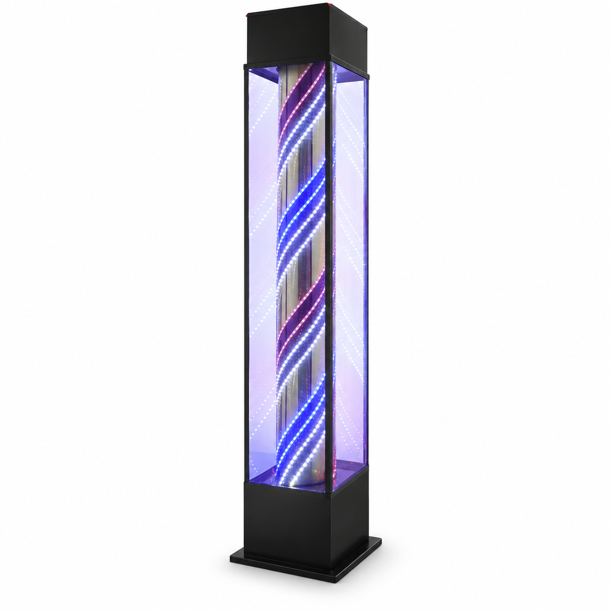 Barber Pole Light – Freestanding Illuminated Spiral Display Tower with Black Frame – Modern Barbershop and Hair Salon Entrance Sign 210 cm Extra-Tall LED