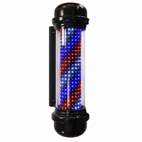 Premium Black LED Barber Pole – Illuminated Red, White & Blue Salon Sign