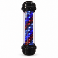Premium Black LED Barber Pole – Illuminated Red, White & Blue Salon Sign
