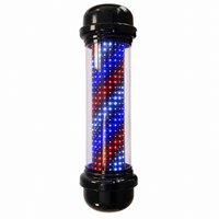 Premium Black LED Barber Pole – Illuminated Red, White & Blue Salon Sign