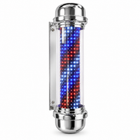 Premium Chrome LED Barber Pole – Illuminated Red, White & Blue Salon Sign 110cm