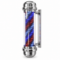 Premium Chrome LED Barber Pole – Illuminated Red, White & Blue Salon Sign 110cm
