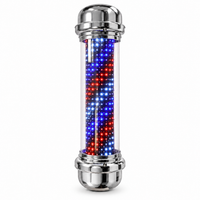 Premium Chrome LED Barber Pole – Illuminated Red, White & Blue Salon Sign 110cm