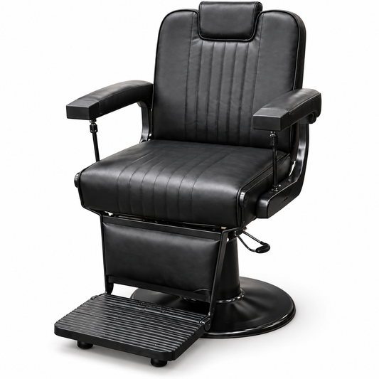 Premium Hydraulic Barber Chair, Heavy Duty, Reclining, PU Leather, Adjustable Headrest, 360° Swivel, for Barbershop and Salon Use