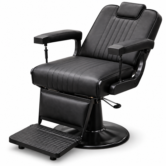 Premium Hydraulic Barber Chair, Heavy Duty, Reclining, PU Leather, Adjustable Headrest, 360° Swivel, for Barbershop and Salon Use