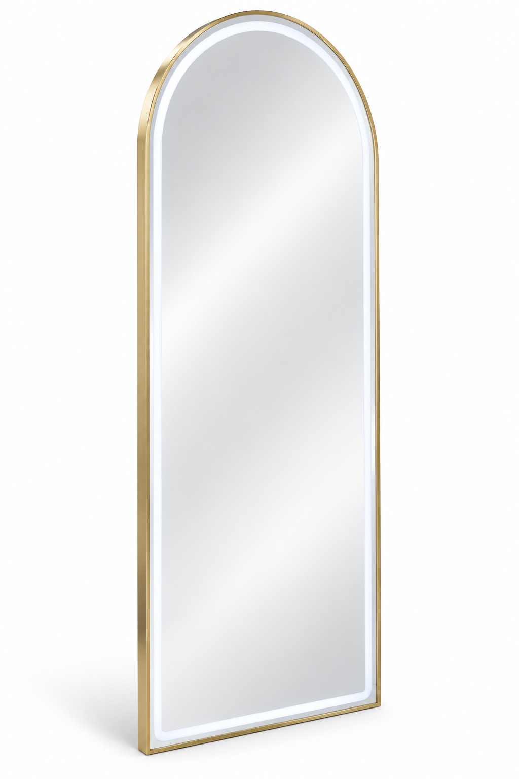 Gold Arched LED Salon Mirror – Full-Length Wall-Mounted Mirror with Illuminated Border – Luxury Styling Mirror for Barbershops, Hair Salons, Beauty Studios and Dressing Rooms