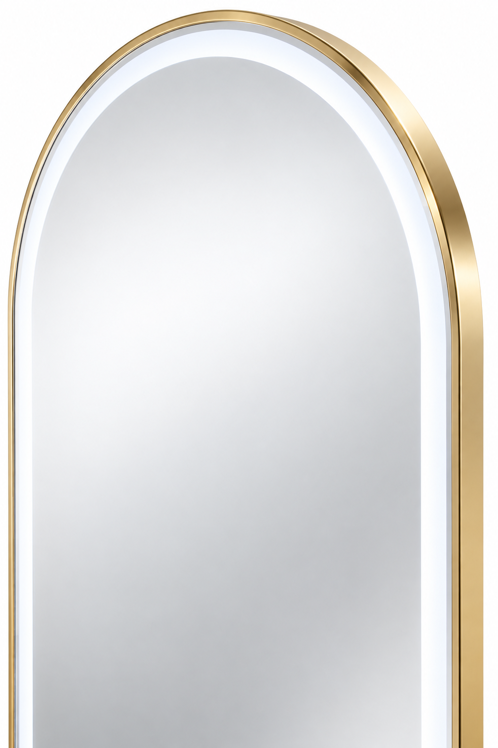 Gold Arched LED Salon Mirror – Full-Length Wall-Mounted Mirror with Illuminated Border – Luxury Styling Mirror for Barbershops, Hair Salons, Beauty Studios and Dressing Rooms