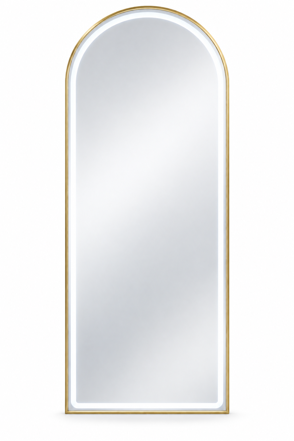 Gold Arched LED Salon Mirror – Full-Length Wall-Mounted Mirror with Illuminated Border – Luxury Styling Mirror for Barbershops, Hair Salons, Beauty Studios and Dressing Rooms