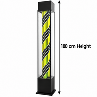 Barber Pole Light – Freestanding Illuminated Spiral Display Tower with Black Frame – Modern Barbershop and Hair Salon Entrance Sign 210 cm Extra-Tall LED