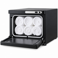 Black Hot Towel Warmer Cabinet for Barber Shops, Salons and Spas – Countertop Design with Front Controls and Drop-Down Door