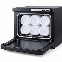 Black Hot Towel Warmer Cabinet for Barber Shops, Salons and Spas – Countertop Design with Front Controls and Drop-Down Door