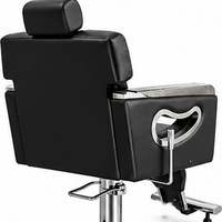 Professional Barber Chair Black & Silver – Luxury Hydraulic Salon Styling Chair with Reclining Backrest, Adjustable Headrest, Padded Armrests, Heavy Duty Chrome Base & Footrest – Hairdressing & Barbershop Furniture